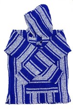 Mexican Poncho Baja Hoodie Surfer Skater Drug Rug Pullover Dodgers BLUE  WHITE