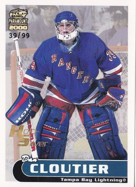 99-00 Pacific Paramount Dan Cloutier 39/99 HOLO-SILVER NY Rangers 1999