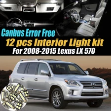 12Pc Canbus Error Free White Interior LED Light Kit for 2008-2015 Lexus LX570 