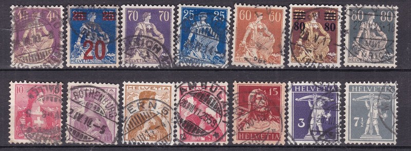 SWITZERLAND  ^^^^x  14used  HELVETIAS+ W.TELL   CLASSICS  hcv @ xxxdco833sw845