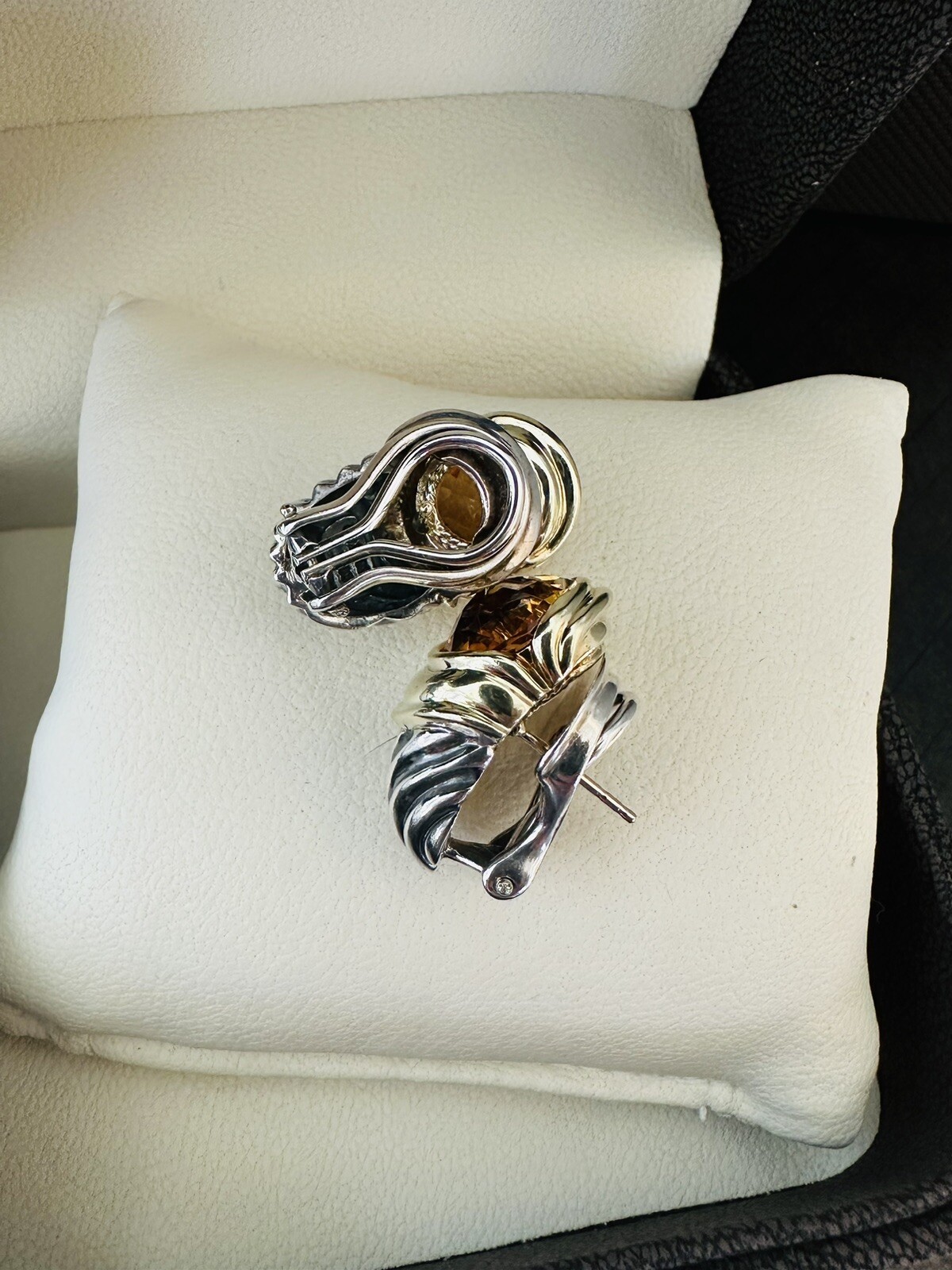 Ladies $1475 David Yurman 14K & Sterling Albion Orange Citrine Earrings - Image 4