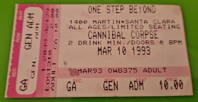 Cannibal Corpse ticket | Tomb of the Mutilated Tour | Unleashed (1993)