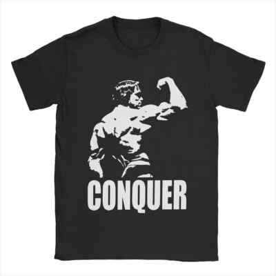 Men's T-Shirt Conquer Arnold Schwarzenegger Novelty Pure Cotton Tees Short Sleev