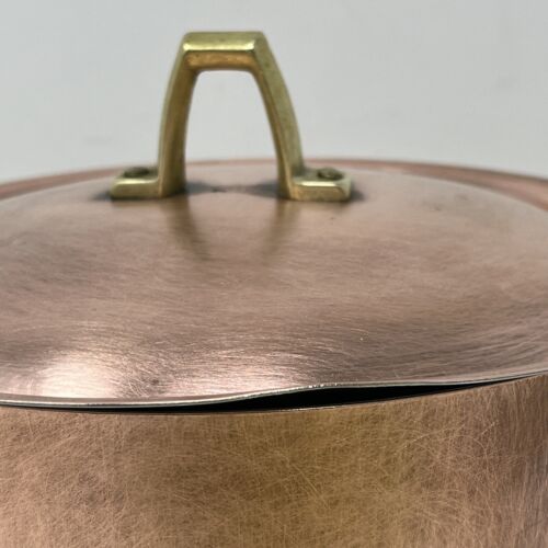 Paul Revere Limited Edition Copper 2 Quart Casserole Pan W/Lid Brass Handle - Picture 3 of 22