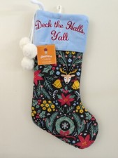 Quilted Christmas Stocking, Deck The Halls Y'all -NEW