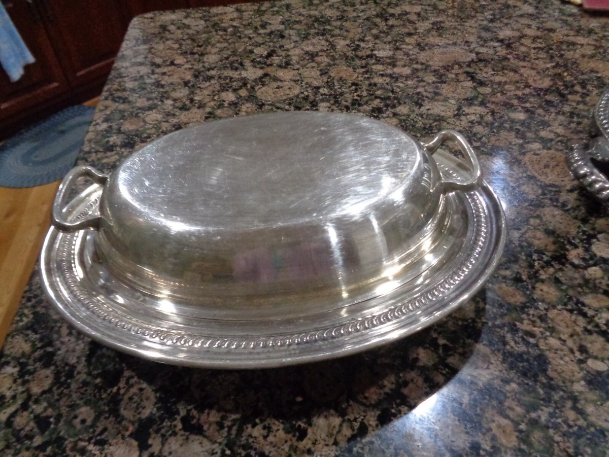 Vintage F B Rogers Silver Plate on Copper #1205 Covered Oval