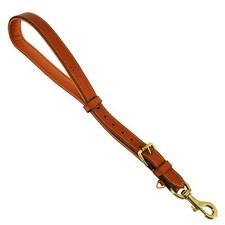 Genuine Leather Short Lead Padded Handle Strong Traffic and Training Leash wi...