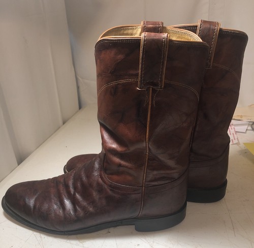 Justin Men's Boot Chestnut Marbled Deerlite Roper Style 3163 Size 9 1/2 9.5D - Picture 3 of 10
