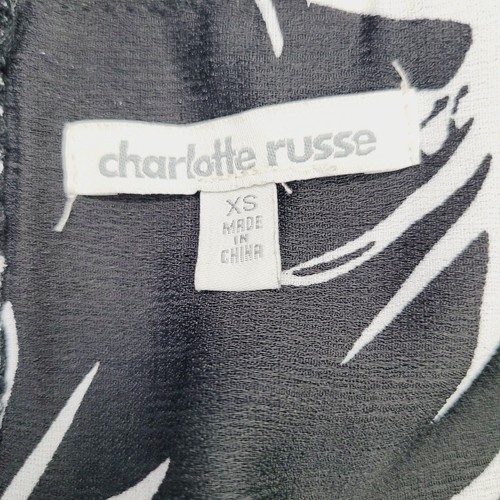 Charlotte Russe abito slip mini nero e bianco XS stampa foglia spalline svasate resort - Foto 7 di 12