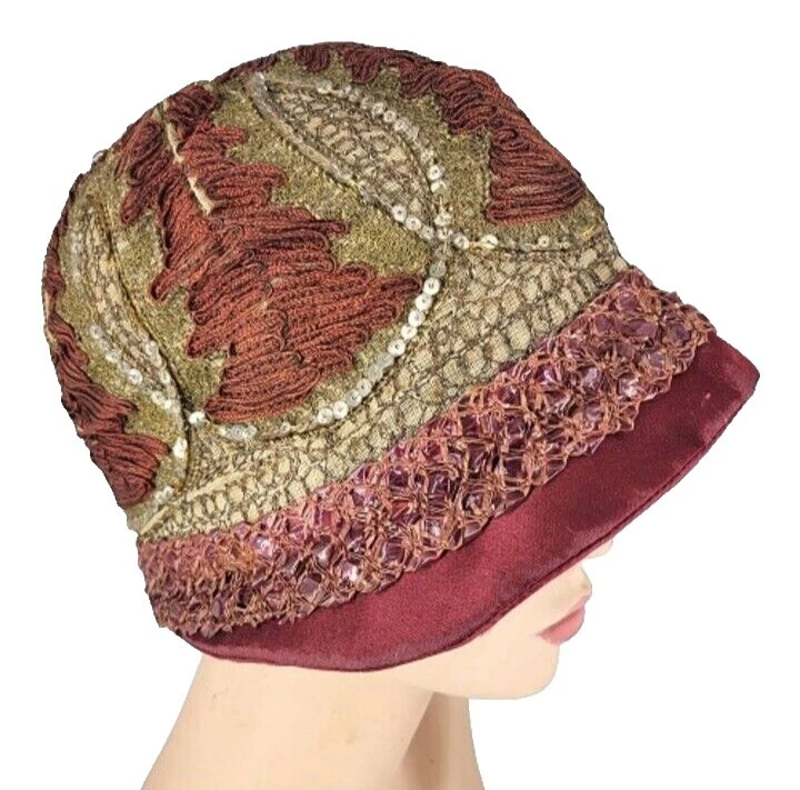 Aleta Sombreros vintage 100% Seda Cloche para Mujeres