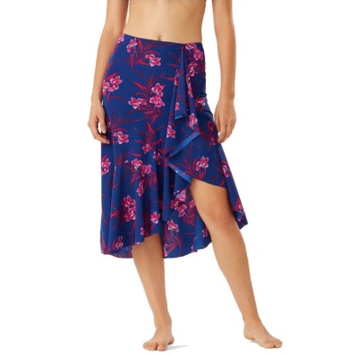 Tommy Bahama Oasis Blossoms Flounce Skirt Cover-Up Floral Blue