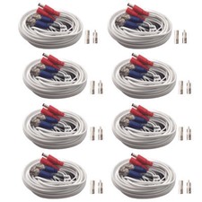 8x 50ft video power cable security camera BNC CCTV DVR surveillance wire white