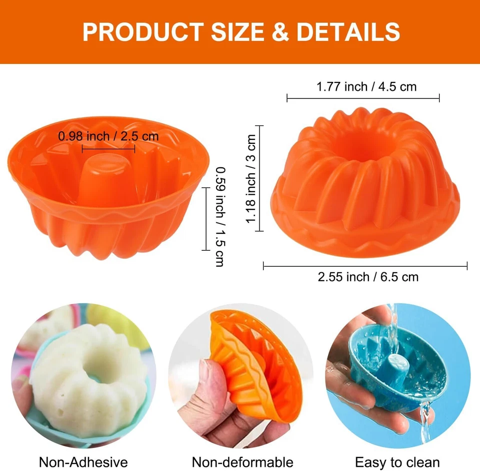 24 Stück Mini Gugelhupfform Silikon, Wiederverwendbare Gugelhupf Backform Klein - Bild 3 von 4