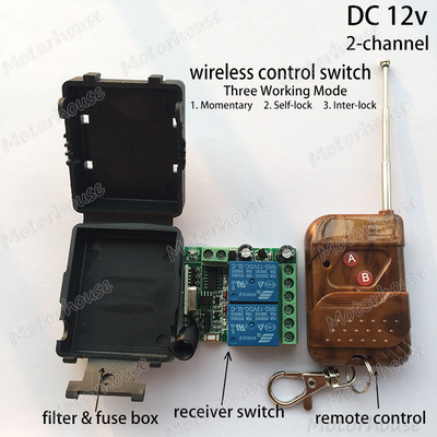 DC12V 2-Channel Wireless RF Remote Control Relay On/off Switch Module Reverse