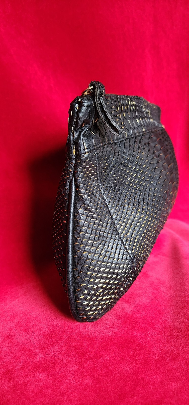Rashedah Black & Gold Python Clutch Bag - image 6