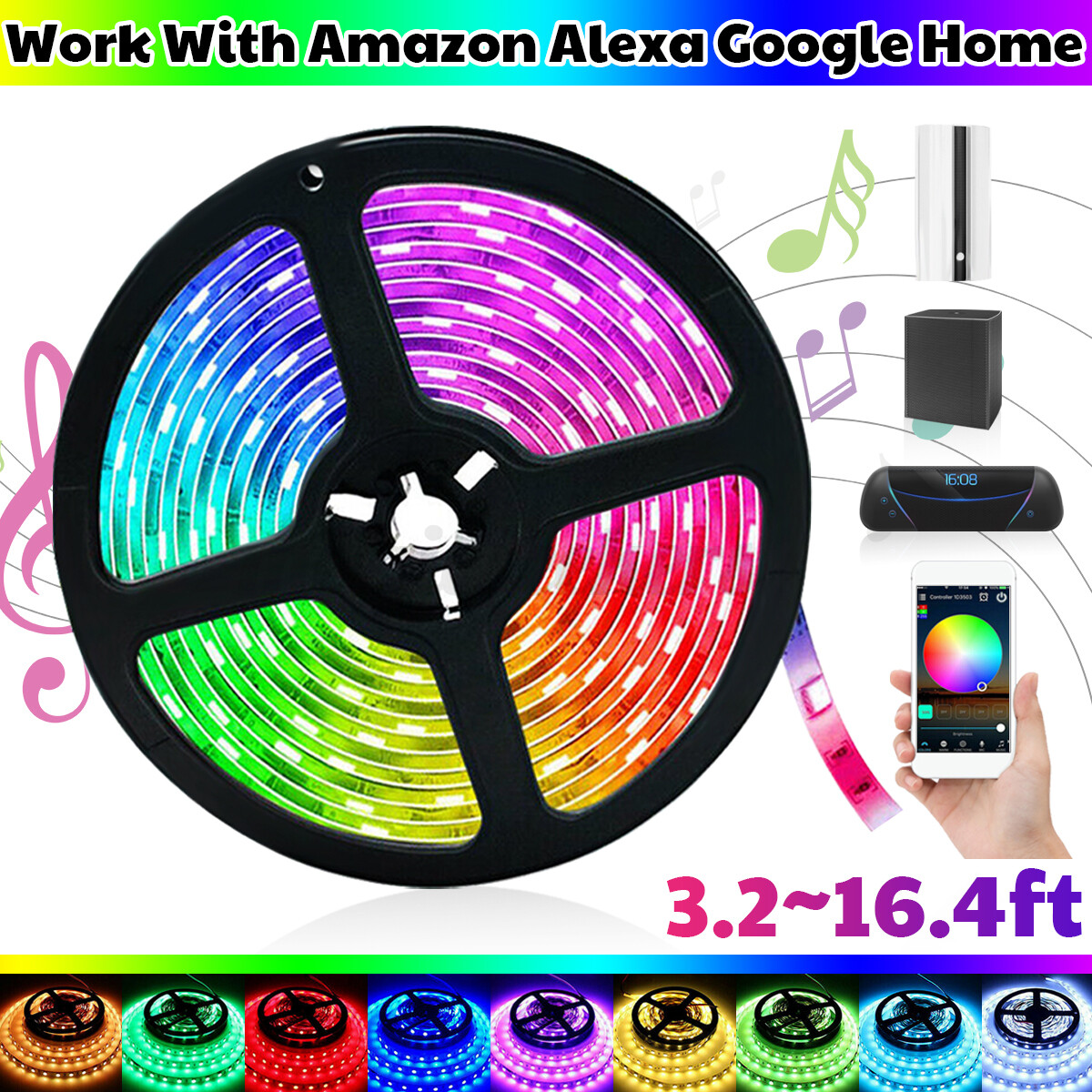 1M-5M WiFi Smart RGB LED Strip Light APP Control For Amazon Alexa Google  Home ▴ | eBay