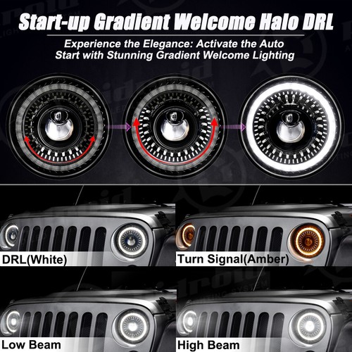 For Jeep Wrangler JK JKU 2007-2018 Combo 7'' LED Headlights Turn Fog Lights Kit - Picture 5 of 24