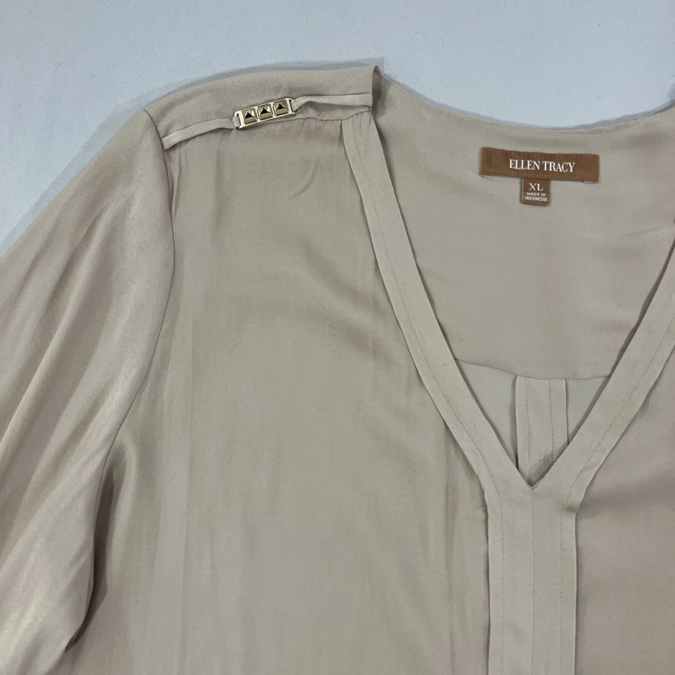 Camisa Top Ellen Tracy Mujer XL Acentos Dorados Foto 2 de 4