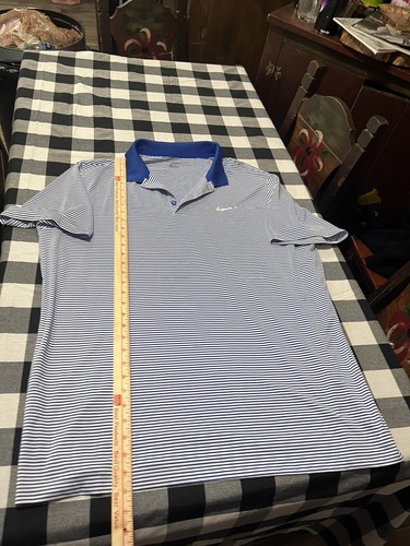 Mens Nike Golf Standard Fit Dri Fit Polo White & Blue Stripe XXL Very Nice Shirt - Picture 11 of 15