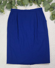 VTG Pendleton Womens Blue Wool Pencil Skirt With Pockets Size 14