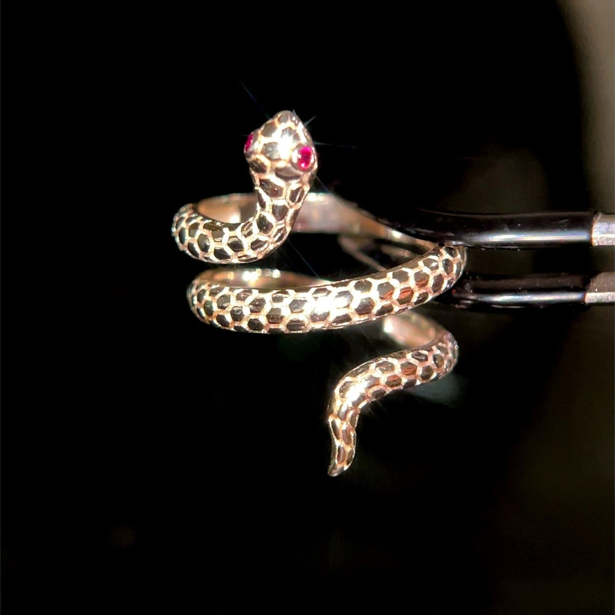 Silver 925 Snake Red Eyes Ring View 4