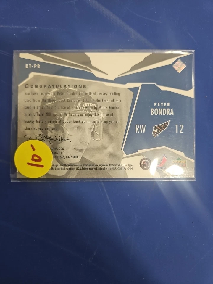 2003-04 Upper Deck Black Diamond Perer Bondra Game Used Jersey Relic Capitols - Image 2 of 2