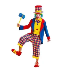 Creepy Clown Halloween Costume Red Blue Yellow Unisex Medium New