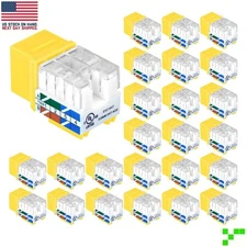 25-pc Cat6 RJ45 Keystone Jack Insert UL Listed 90 Degree 110 Punch-Down Slim