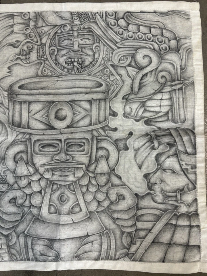🔥 原版复古 1990 年代 O.C. CHICANO 墨西哥监狱艺术大手帕绘画 — 第 4/4 张图片