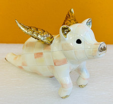 MacKenzie-Childs 18135-003 Pintado a Mano Rosy Check Flying Pig Pot Escalador. ¡Nuevo!
