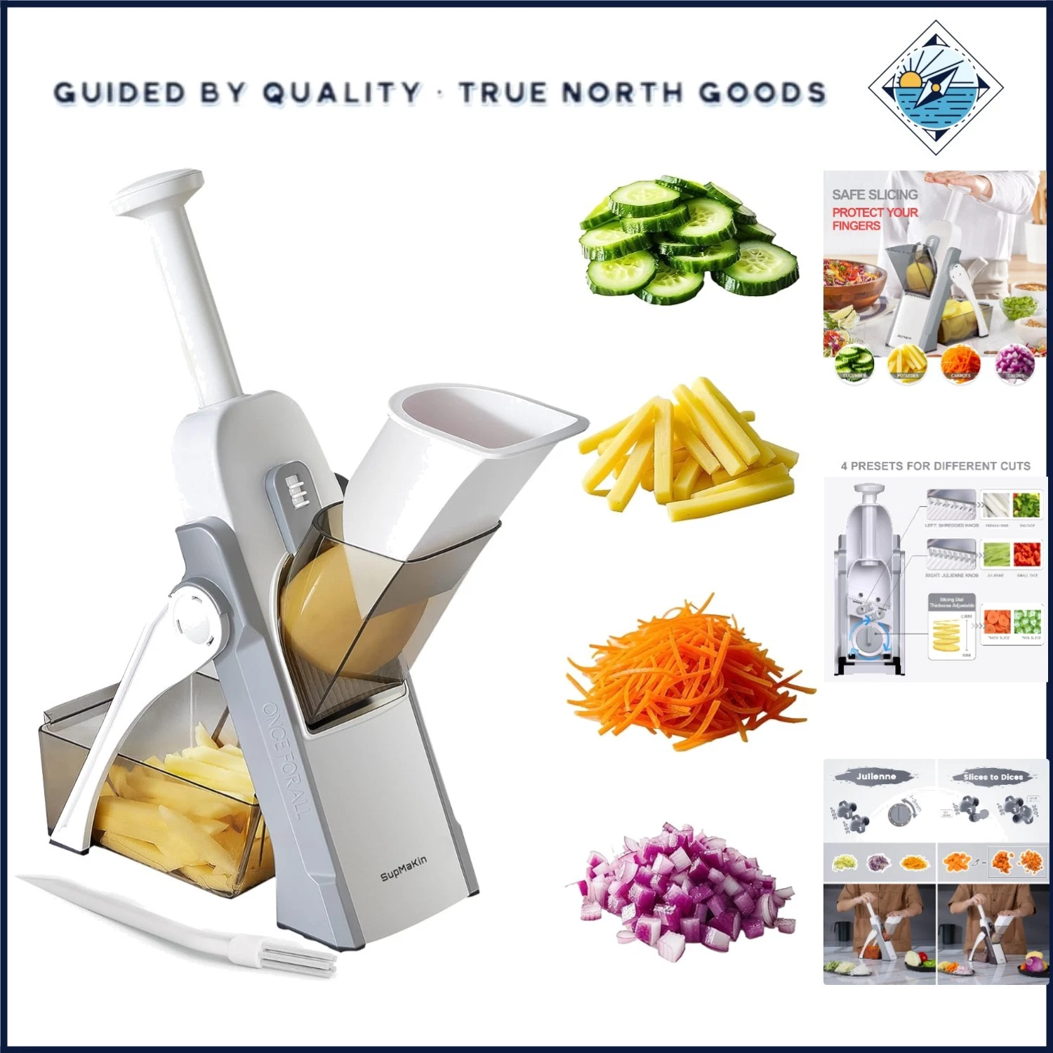 Dishwasher Safe Mandoline Slicer with Stainless Steel Blades and Protect Cover