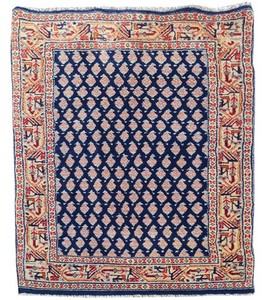 Rare Hand Knotted Vintage Badam Gul Mir Wool Area Rug 3.2 x 1.11 Ft