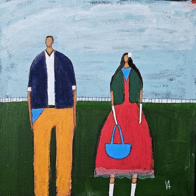 #ad #ad Folk Painting Original Abstract People Portrait Canvas Woman Whimsical 10x10 Art $120.00