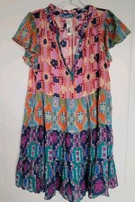 Anthropologie Dominic Beattie Tiered Mini Dress M Boho Colorful Flutter...