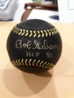 Bob Gibson (St. Louis Cardinals,died 2020) Signed Black Leather Baseball w/HOF