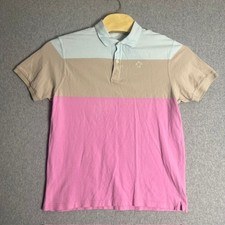 Simply Southern Men's Pink Color Block Short Sleeve Casual Polo Shirt Size Large