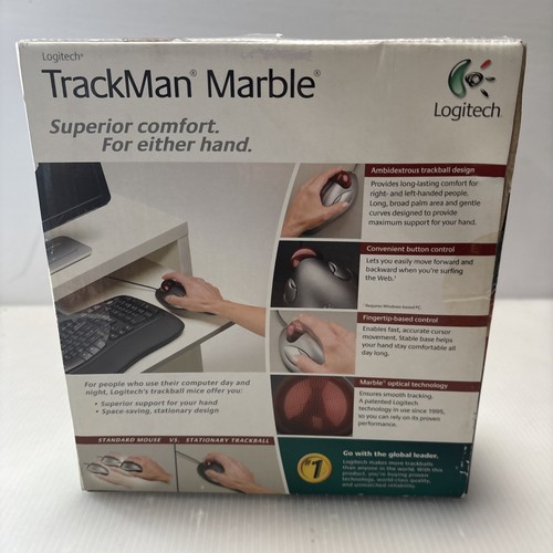 Logitech Trackman Marble Mouse Trackball 910-000806 New Factory Sealed - Bild 4 von 6