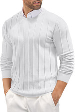 Men'S Crew Neck Sweater Long Sleeve Ribbed Knit Dress Sweaters Casual Slim Fit P