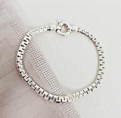 Milor Italien Sterlingsilber 950 Griechisch Schlüsselanhänger Knebelarmband Modernist