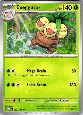 Exeggutor Prismatic Evolutions 002/131 Uncommon Pokemon Near Mint