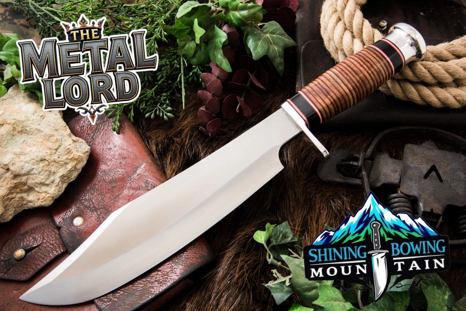 Handmade D-2 Steel Shining-Mountain Bowie - Survival, Hunting Replica W/ Sheath