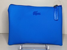 LACOSTE LIGHT BLUE Rubberized Mini Bag Cosmetic Toiletry Pouch NEW