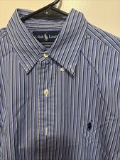 Polo Ralph Lauren Dress Shirt Mens 15 32/33 Blue Stripe Classic Fit NEW
