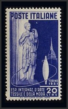 Italy. ** MNH Yvert 598. 1951. 20 Liras Viola. MAGNIFICENT. Yvert 2015: 37 Eur