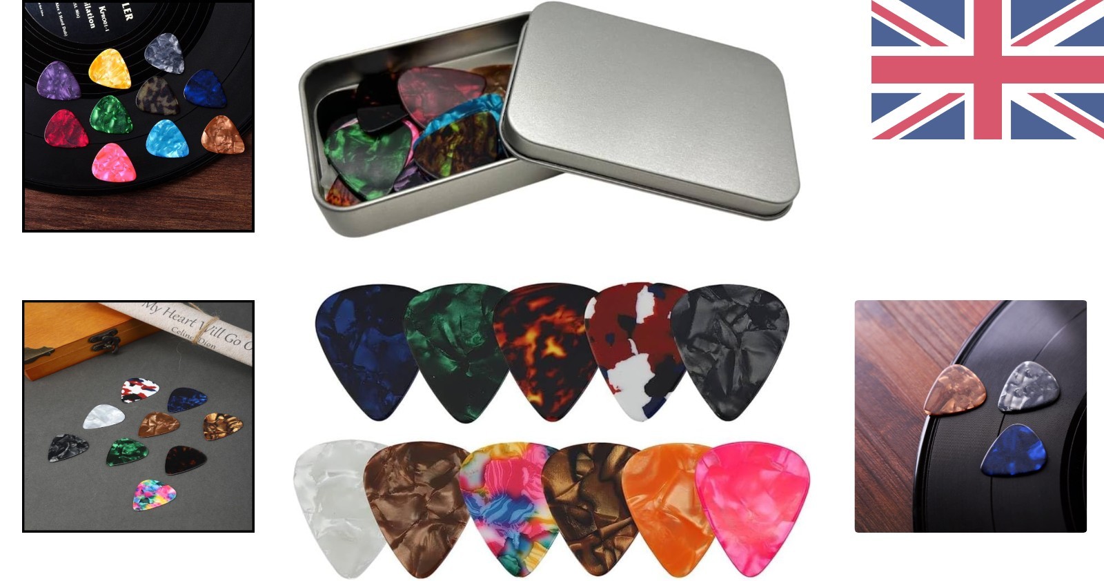 24 Variegated Guitar Picks Set - Comfortable Celluloid Plectrums for Musicians