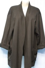 Rafaella Woman 100% cotton knit black open cardigan sweater with pockets 2X