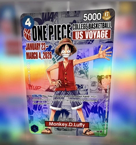 Monkey D. Luffy US Voyage College Basketball Promo Card FACTORY SEALED One Piece