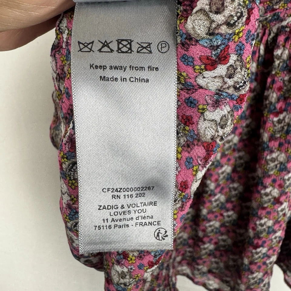 ZADIG & VOLTAIRE JAVALA Mousseline TDM Mini Skirt Skull Print SIZE 38 -Altered - Image 4 of 4