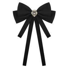 Bow Ties for Women, Adjustable Pre Tied Bow Tie Solid Color Ribbon Deep Black