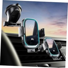 15W Wireless Car Charger Phone Holder Fast Charging Auto Clamping with LED